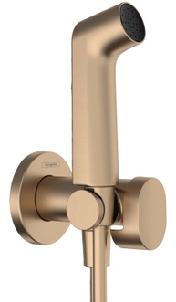 Гигиенический душ HANSGROHE 1jet S EcoSmart+ со смесителем воды, держателем и душевым шлангом 125 см Brushed Bronze 29232140 бронза - 29232140