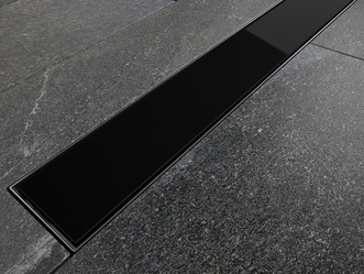 Линейный душевой трап BESCO Virgo Black 80 черная стеклянная решетка OL-80-VBL - OL-80-VBL
