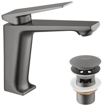 Смеситель для раковины Kroner KRP Ersel-GRP0111BV с донным клапаном Click-Clack, латунь, графит CV035469 - Ersel-GRP0111BV