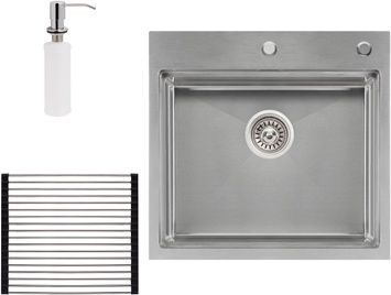 Кухонна мийка інтегрована QTAP DH5050 Satin 3,0/1,2 мм + сушарка + диспенсер - QTDH5050SET3012