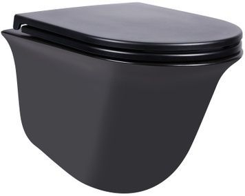 Унитаз подвесной QTAP Virgo безободковый черный с сиденьем Soft-close QT1833051ERMB - QT1833051ERMB