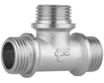 Тройник латунный Thermo Alliance Forte 1/2"НРх1/2"НРх1/2"НР равнопроходной никелированный SF36715