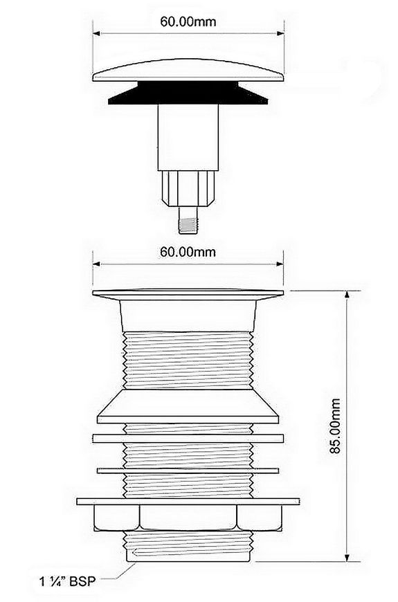 Донний клапан McALPINE CWU60-АB Cliсk-Claсk бронза для раковини 1 1/4" без перелива - CWU60АВ