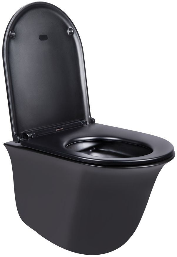 Унитаз подвесной QTAP Virgo безободковый черный с сиденьем Soft-close QT1833051ERMB - QT1833051ERMB