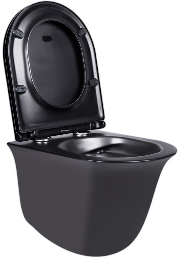 Унитаз подвесной QTAP Virgo безободковый черный с сиденьем Soft-close QT1833051ERMB - QT1833051ERMB