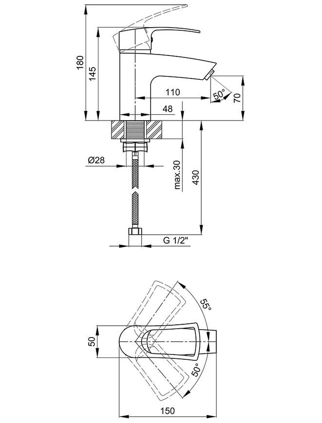 Змішувач для умивальника LIDZ Agata 001F хром LDAGA001FCRM35491 - LDAGA001FCRM35491