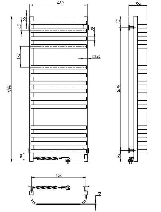 Рушникосушарка електрична NAVIN Stugna 480х1200 Sensor ліва біла 12-149153-4812 - 12-149153-4812