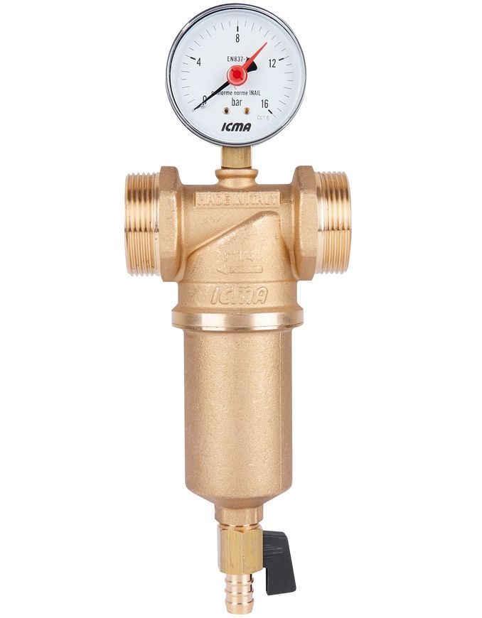 Фільтр самопромивний ICMA 1"(внутрішня) 1 1/4"(зовнішня) №750 з манометром - 83750AF05