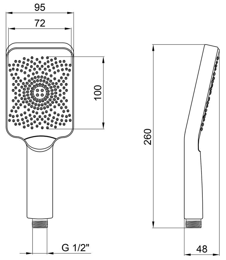Лейка для ручного душа Qtap Rucni прямоугольная 140x95 мм QTRUCA145S1GRP Graphite - QTRUCA145S1GRP