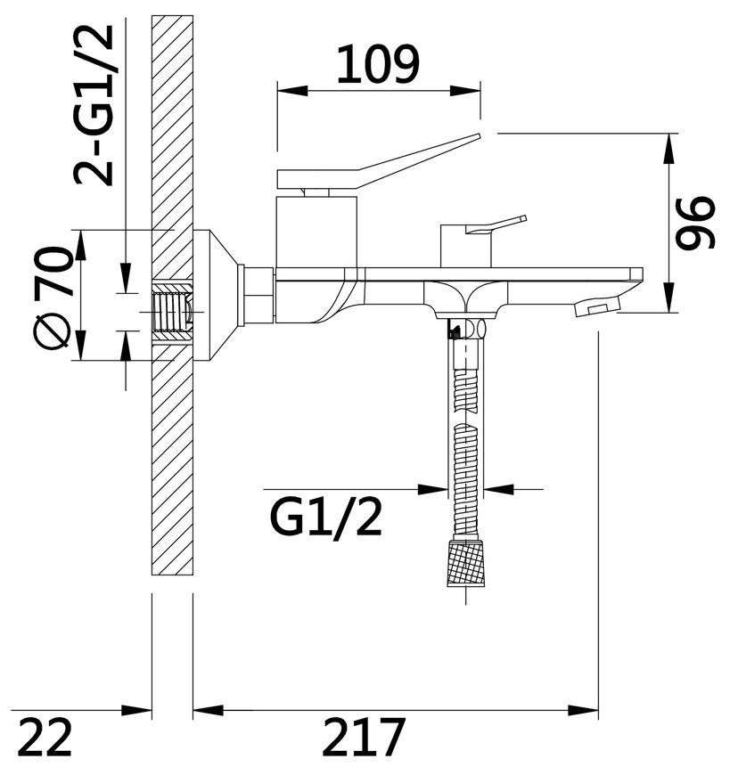Змішувач для ванни Qtap Presto з душовим гарнітуром Graphite QTPRE259GRP45584 - QTPRE259GRP45584