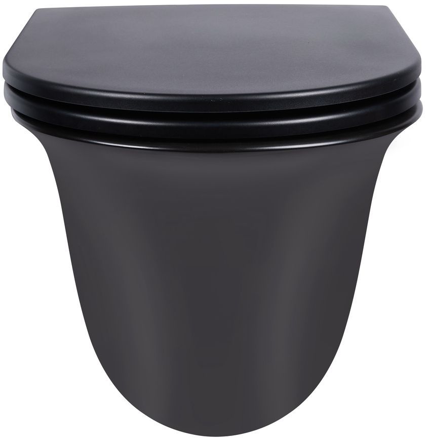 Унитаз подвесной QTAP Virgo безободковый черный с сиденьем Soft-close QT1833051ERMB - QT1833051ERMB