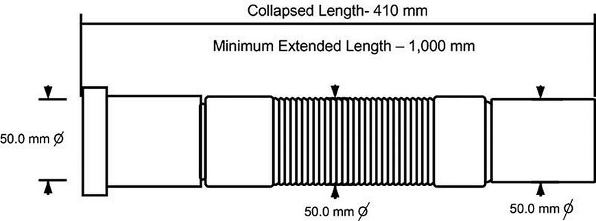 Труба растяжная (гофра) McALPINE 50x50 мм до 1000 мм FLX501MP-S