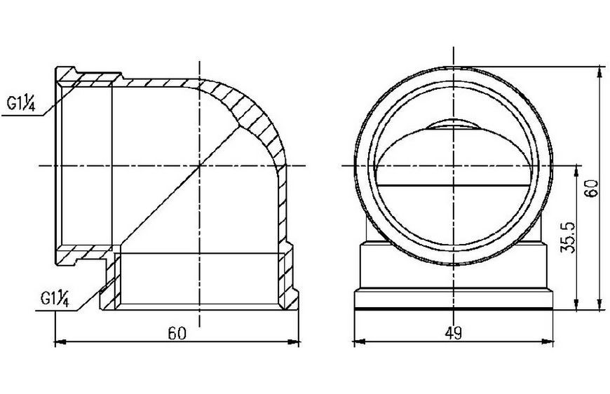 Кутик латунний SD Forte 1 1/4"ВРх1 1/4"ВР нікельований SF36832