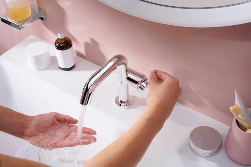 Смеситель для раковины HANSGROHE Tecturis S 110 Fine CoolStart EcoSmart+ Chrome 73323000 хром с донным клапаном - 73323000