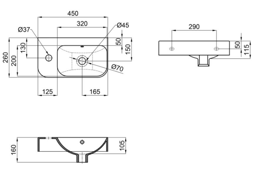 Раковина Qtap Tern 450х260х160 White QT17115117LWN - QT17115117LWN