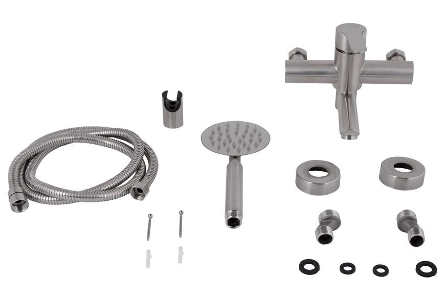 Смеситель для ванны Brinex Pure 006 с поворотным изливом и душевым гарнитуром Nickel BRIPUR006NKL - BRIPUR006NKL