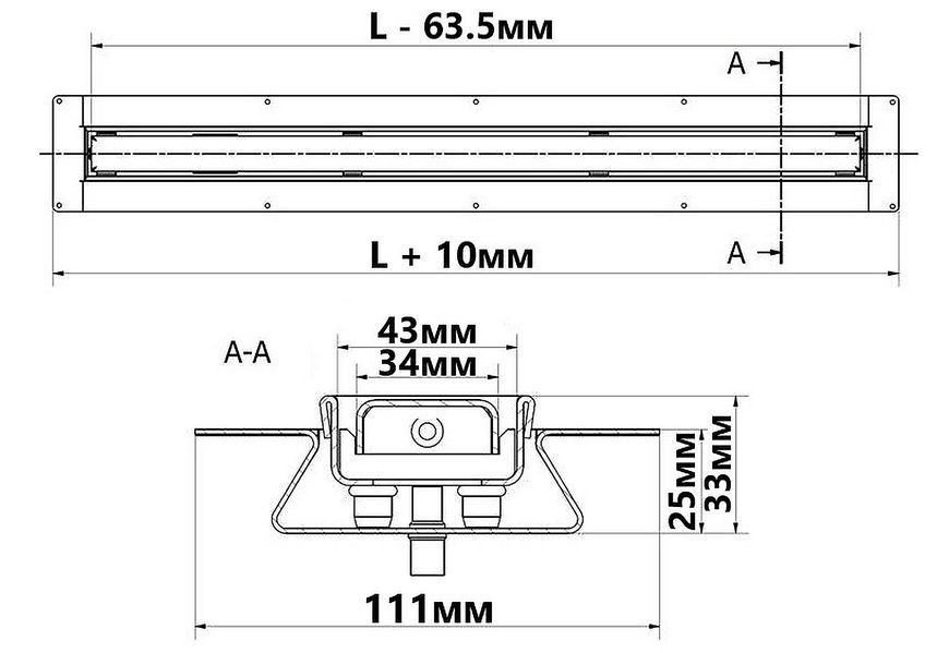 Трап для душу McALPINE OMEGA Slim MPCD700-O-B-NT-KPL 700 мм ніжки мембрана - MPCD700-O-B-NT-KPL