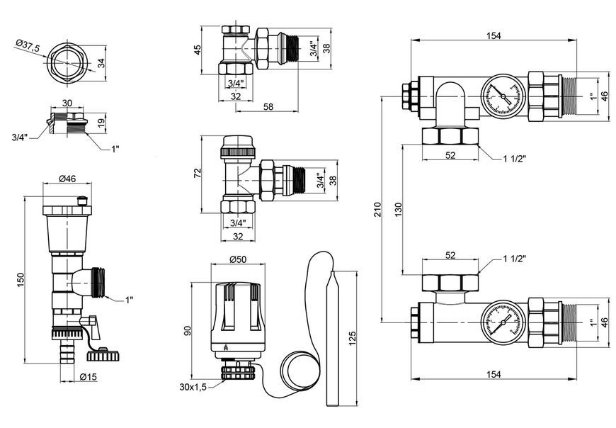 Змішувальна група Thermo Alliance Standart 1'' без байпаса, без насосу SF006W25 - SF006W25