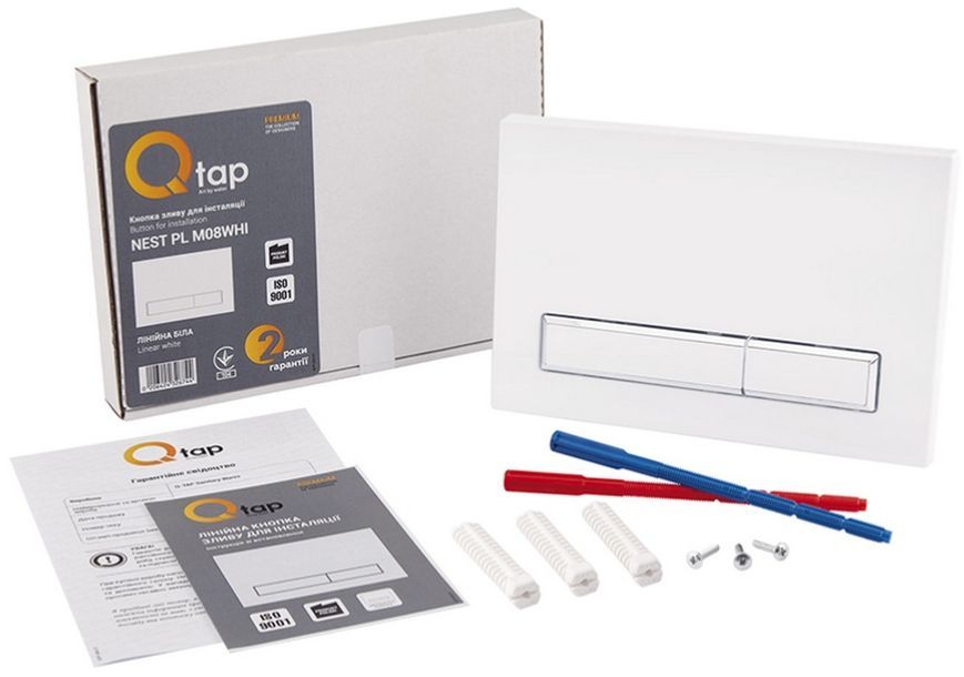 Набір QTAP інсталяція 3 в 1 Nest QT0133M425 з панеллю змиву лінійною QT0111M08V1384W + унітаз з сидінням Crow QT05335170W - QT05335170W0133M425M08V1384W