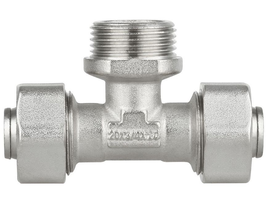 Тройник обжимной Thermo Alliance Standart 20х3/4"НРх20 для металлопластиковых труб, латунь SD160W202020