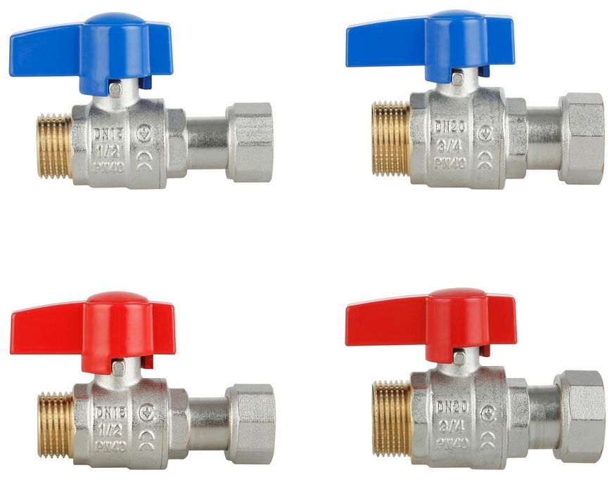 Комплект кранів кульових прямих з накидною гайкою Thermo Alliance Standart 1/2", 3/4" ВЗ для підключення котла TAS262RBW1520
