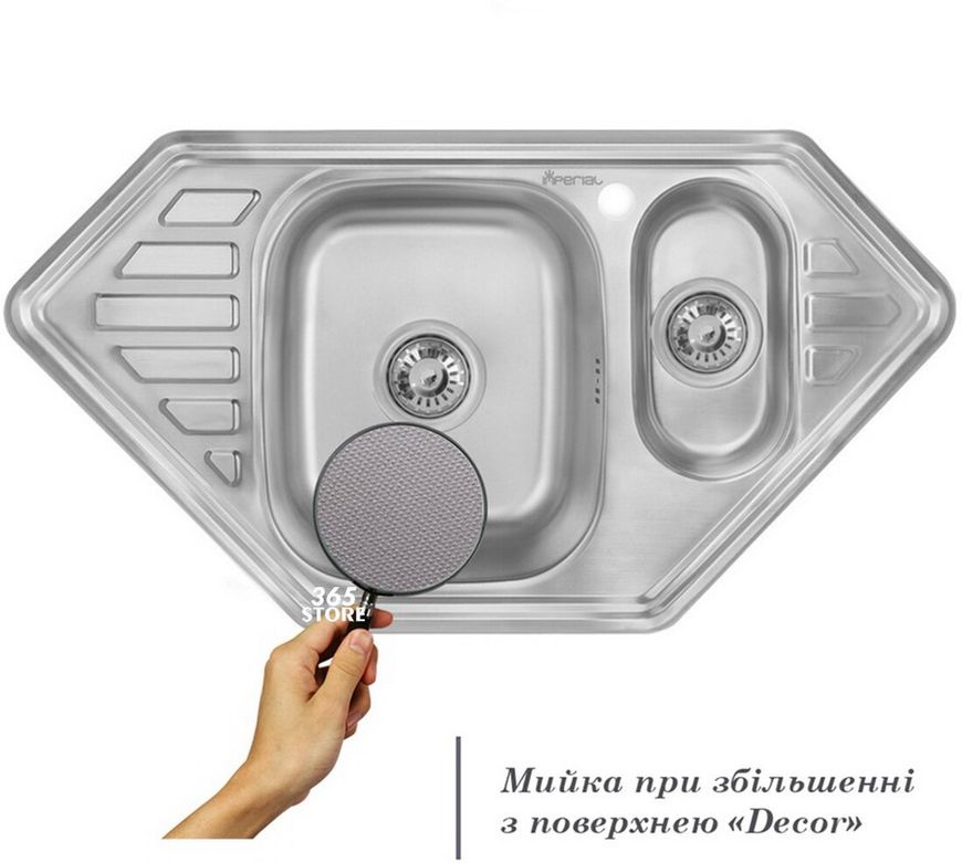 Кухонна мийка IMPERIAL 9550-С Decor двійна 0,8 мм (IMP9550CDECD) - IMP9550CDECD