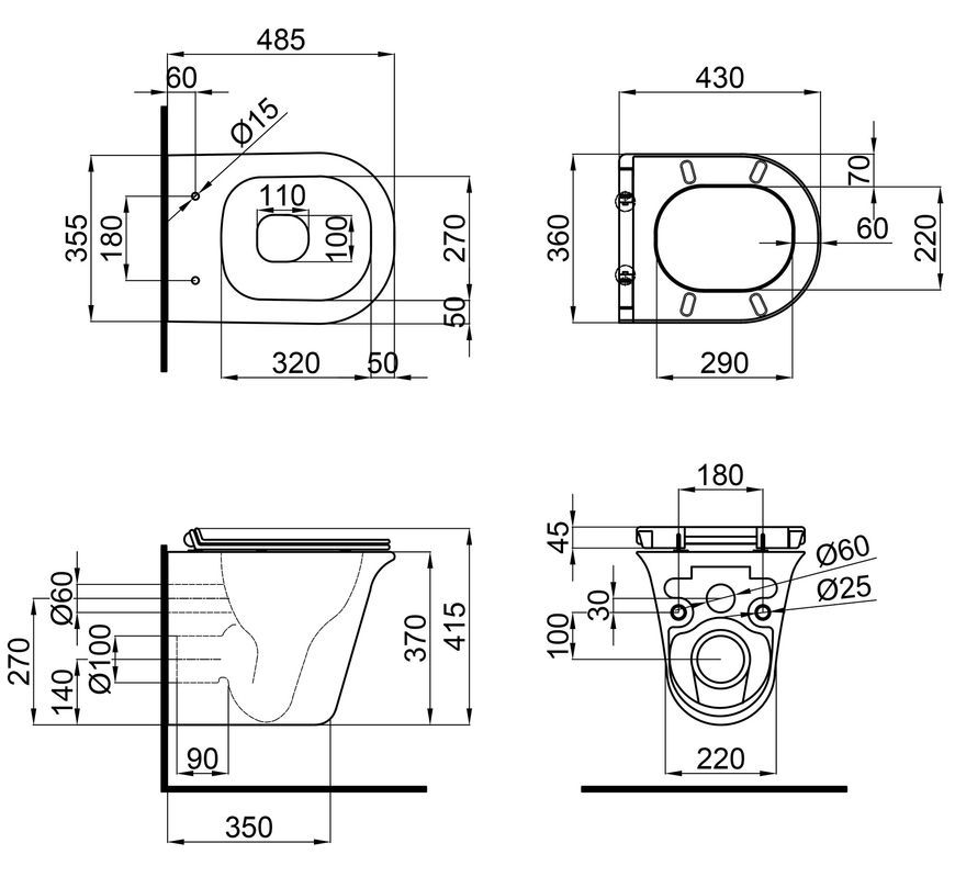 Унитаз подвесной QTAP Virgo безободковый черный с сиденьем Soft-close QT1833051ERMB - QT1833051ERMB