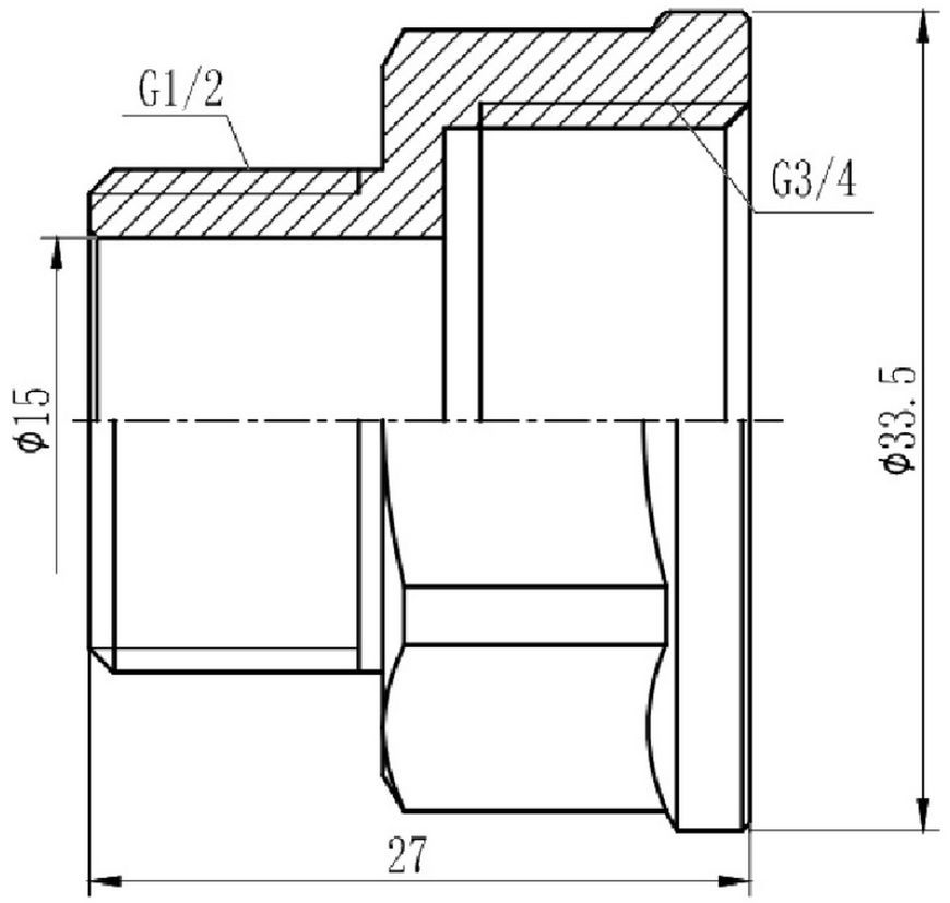 Переход латунный SD Forte 3/4"ВРх1/2"НР никелированный SF3602015