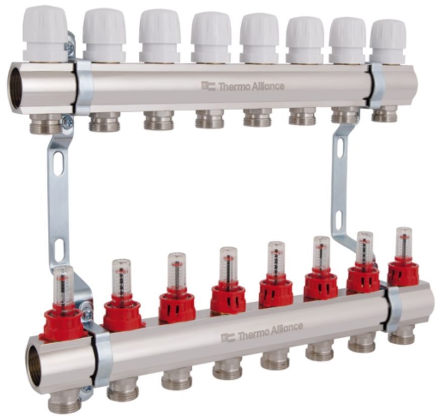 Колектор з витратомірами Thermo Alliance Standart 1" 8 виходів 3/4" + євроконуси 3/4''х16&times;2 SD235W848889 - SD235W848889
