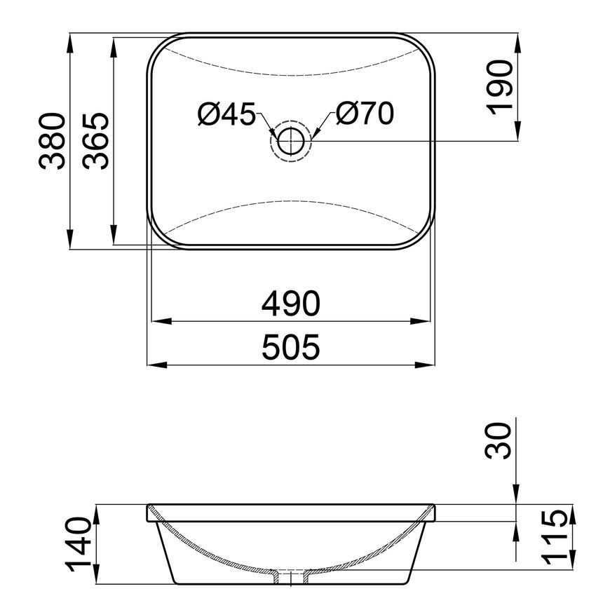 Раковина Qtap Scorpio 505х380х140 White з донним клапаном QT1411K490W - QT1411K490W