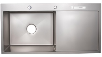 Кухонна мийка LIDZ Handmade LH10050B Grey Brush PVD 3,0/0,8 з полицею для ножів LDLH10050BBRU43024 - LDLH10050BBRU43024