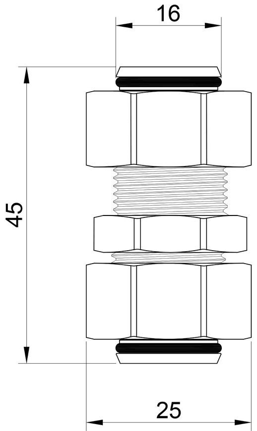Муфта обтискна SD Plus 16х16 пряма розбірна латунь SD152W1616