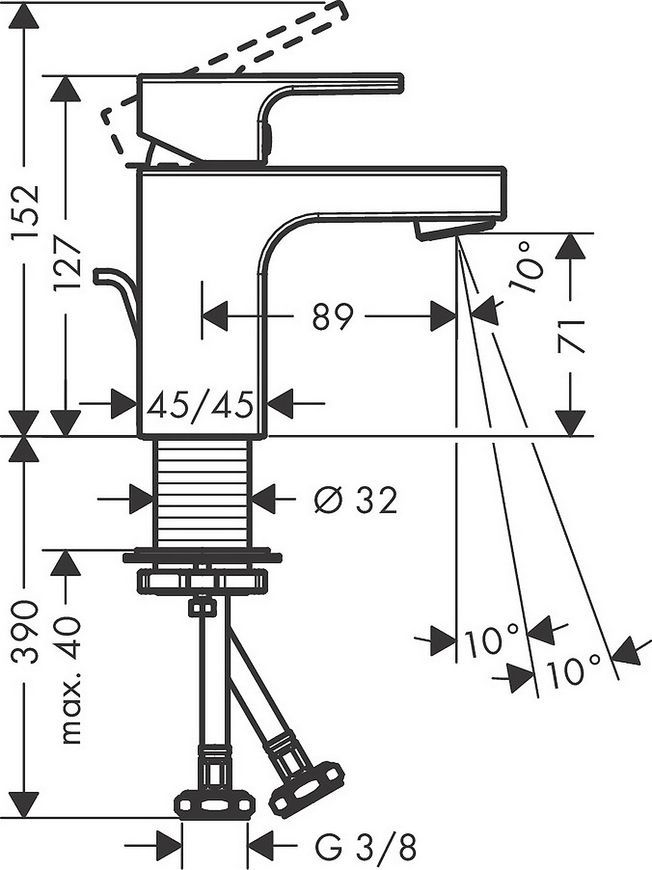 Змішувач для раковини HANSGROHE Vernis Shape 70 хром 71560000 з донним клапаном - 71560000