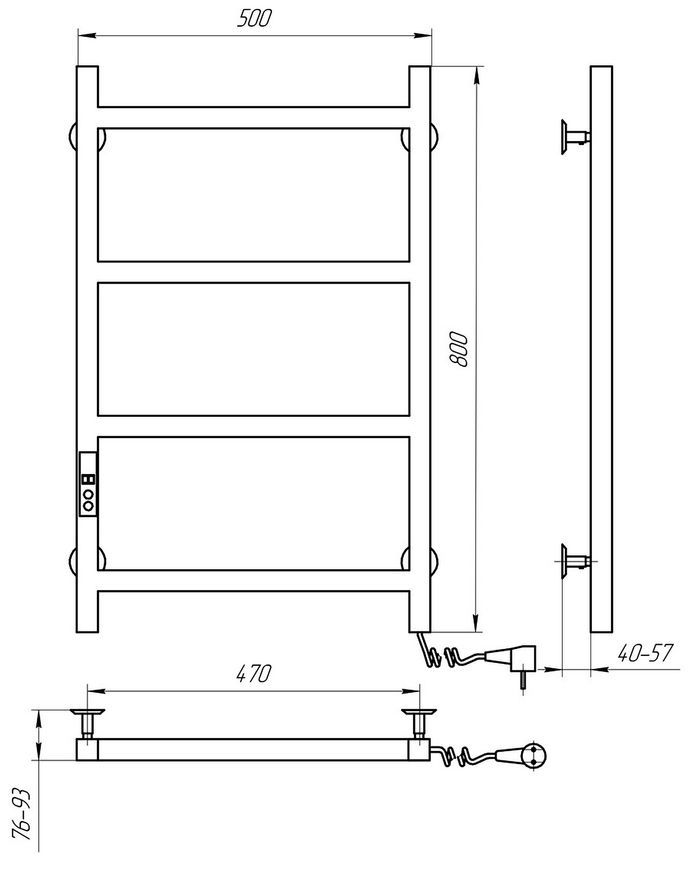 Рушникосушарка електрична NAVIN Nordic 500х800 Sensor таймер регулятор права 10-041053-5080 - 10-041053-5080