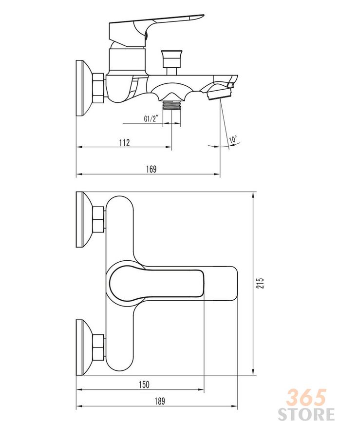 Змішувач для ванни IMPRESE KUCERA 10105 хром, 35 мм - 10105
