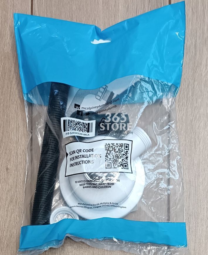Слив для кухонной мойки McALPINE 113 мм с круглым переливом, черный матовый FSW50P-POL-25-MB