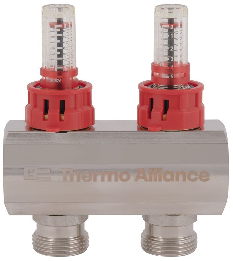 Колектор з витратомірами Thermo Alliance Standart 1" 2 виходи 3/4" SD235W2 латунь - SD235W2