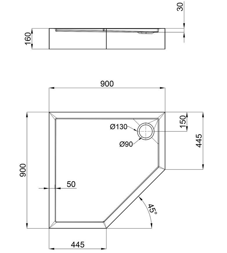 Душовий піддон LIDZ Diament ST90x90x16 LDIST909016