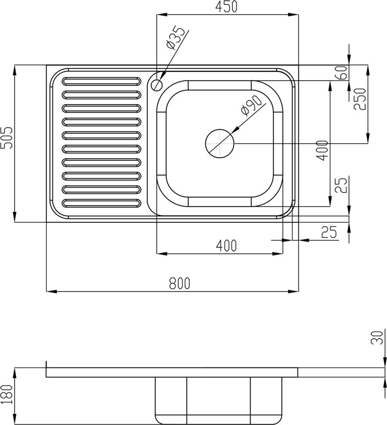 Кухонна мийка LIDZ 5080-R Decor 0,8 мм (180) - LIDZ5080RDEC06