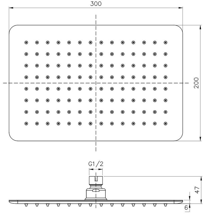 Верхний душ IMPRESE 300х200 мм прямоугольный SQ300200SS6 хром - SQ300200SS6