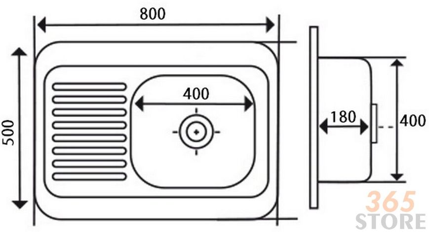 Кухонна мийка IMPERIAL 5080-R Polish 0,8 мм (IMP5080RPOL) - IMP5080RPOL