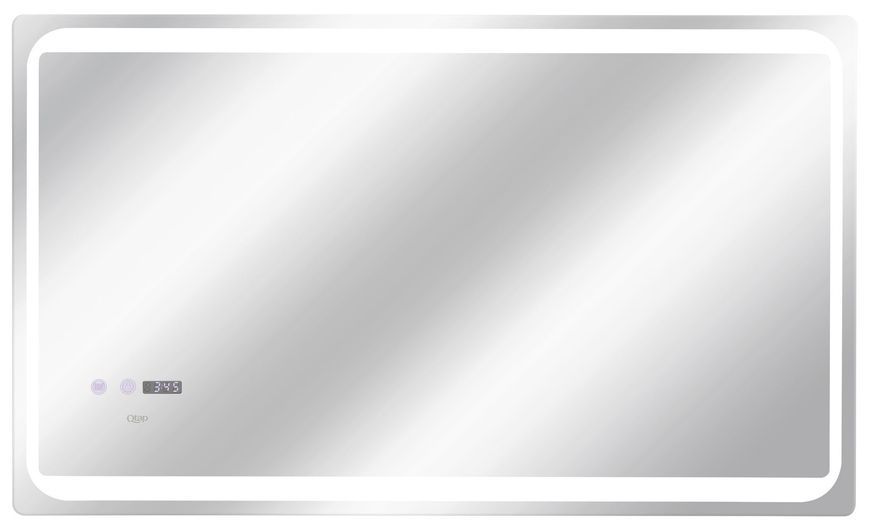 Дзеркало Qtap Mideya 1000х600 з LED-підсвічуванням, антизапотіванням, годинником, сенсорним вимикачем QT2078NCF10060W
