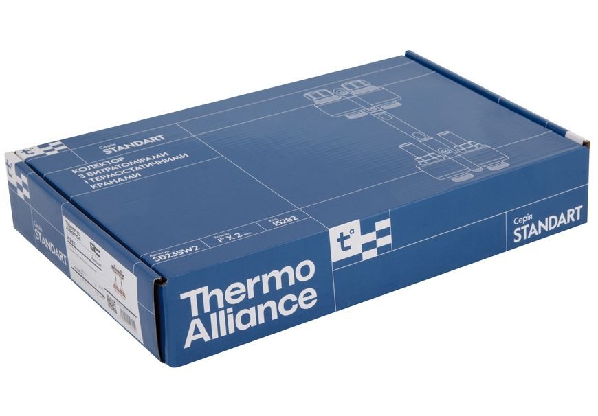 Колектор з витратомірами Thermo Alliance Standart 1" 2 виходи 3/4" SD235W2 латунь - SD235W2