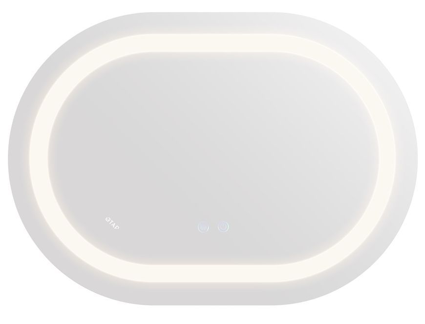 Дзеркало Qtap Gemini 500х700 овальне з LED-підсвічуванням Touch, з антизапотіванням, з димером, рег. темп. кольору (3000-6500K) QT2578R5070