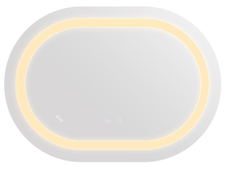 Дзеркало Qtap Gemini 500х700 овальне з LED-підсвічуванням Touch, з антизапотіванням, з димером, рег. темп. кольору (3000-6500K) QT2578R5070