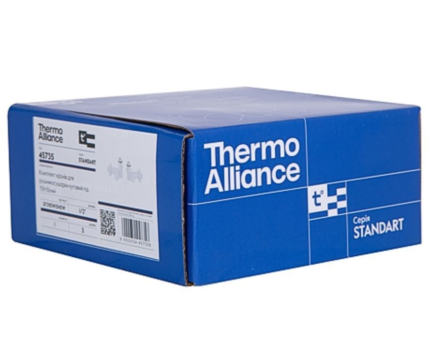 Комплект кранів для рушникосушарки Thermo Alliance Standart кутовий під ТЕН 1/2" SF395W15HEW білий - SF395W15HEW
