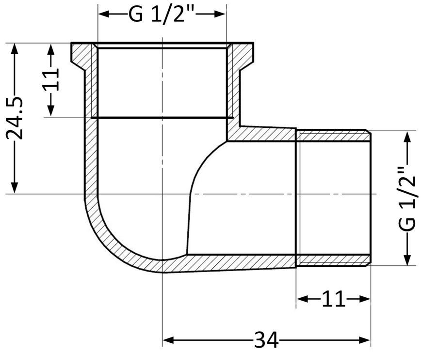Кутик латунний SD Plus 1/2"Вх1/2"З подовжений посиленний SD42115U