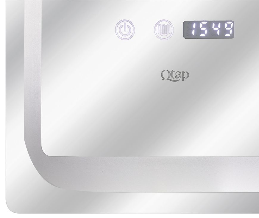 Дзеркало Qtap Mideya 1000х600 з LED-підсвічуванням, антизапотіванням, годинником, сенсорним вимикачем QT2078NCF10060W