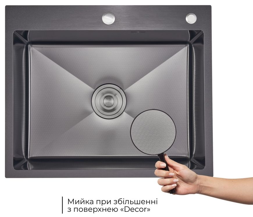 Кухонная мойка Lidz Handmade H6050HB Decor Black PVD Honeycomb 2,5/0,5 LDH6050BDECPVD48371 - LDH6050BDECPVD48371