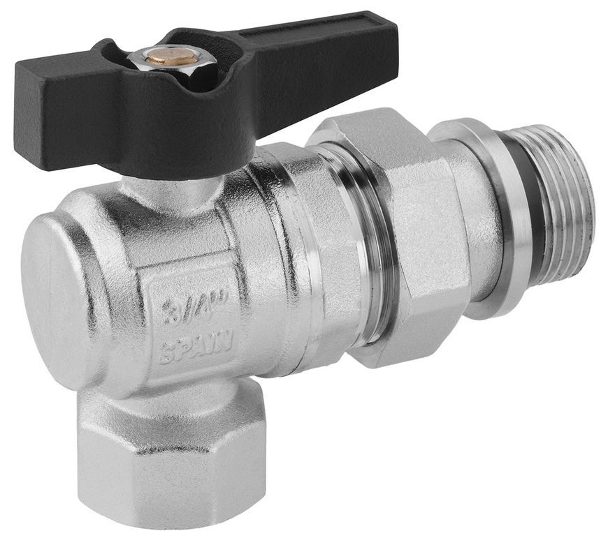 Кран-американка Karro Uno Black 3/4" ВН шаровой угловой с антипротеканием PN40 KR-100056 CV035517 - KR-100056